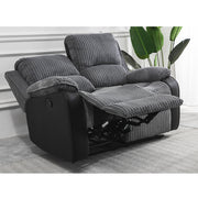 Boston 2+1+1 Grey Plush Fabric Manual Recliner Sofa Set