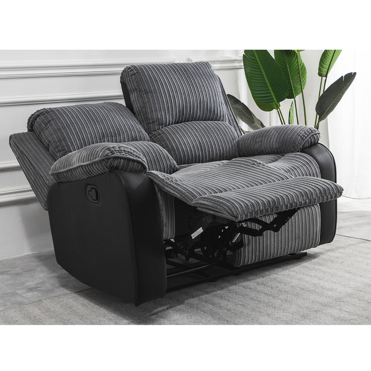 Boston 2+1+1 Grey Plush Fabric Manual/Electric Recliner Sofa Set