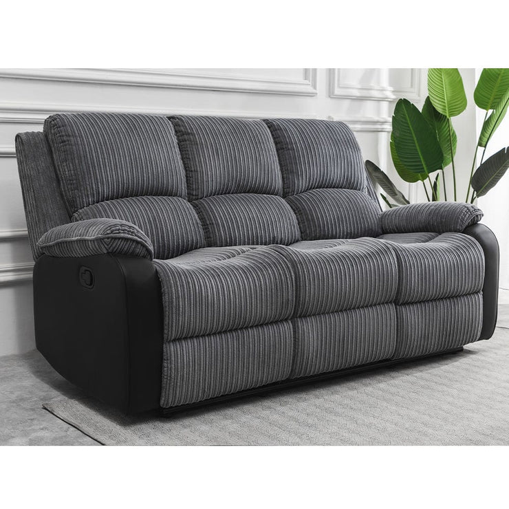 Boston 3+1+1 Grey Plush Fabric Manual/Electric Recliner Sofa Set