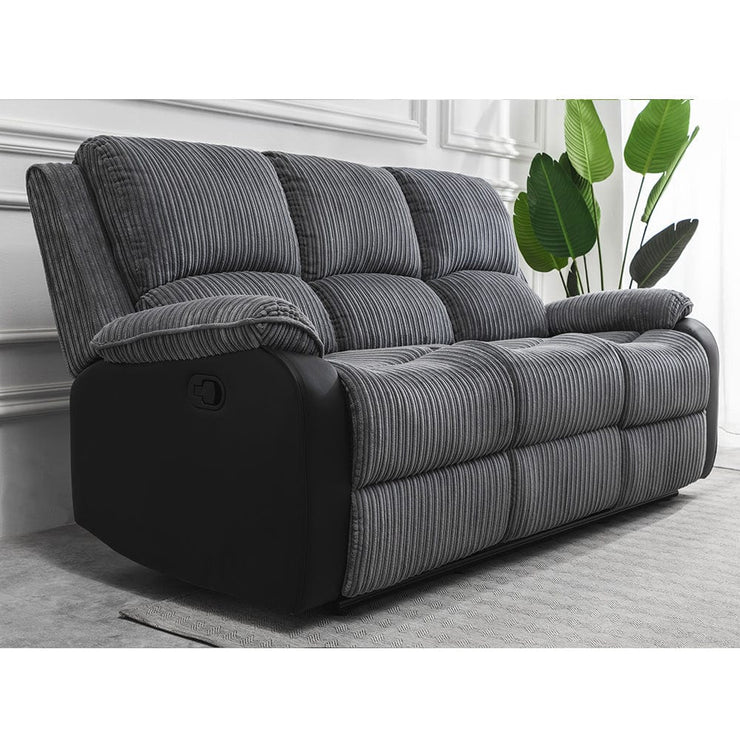 Boston 3+1+1 Grey Plush Fabric Manual/Electric Recliner Sofa Set