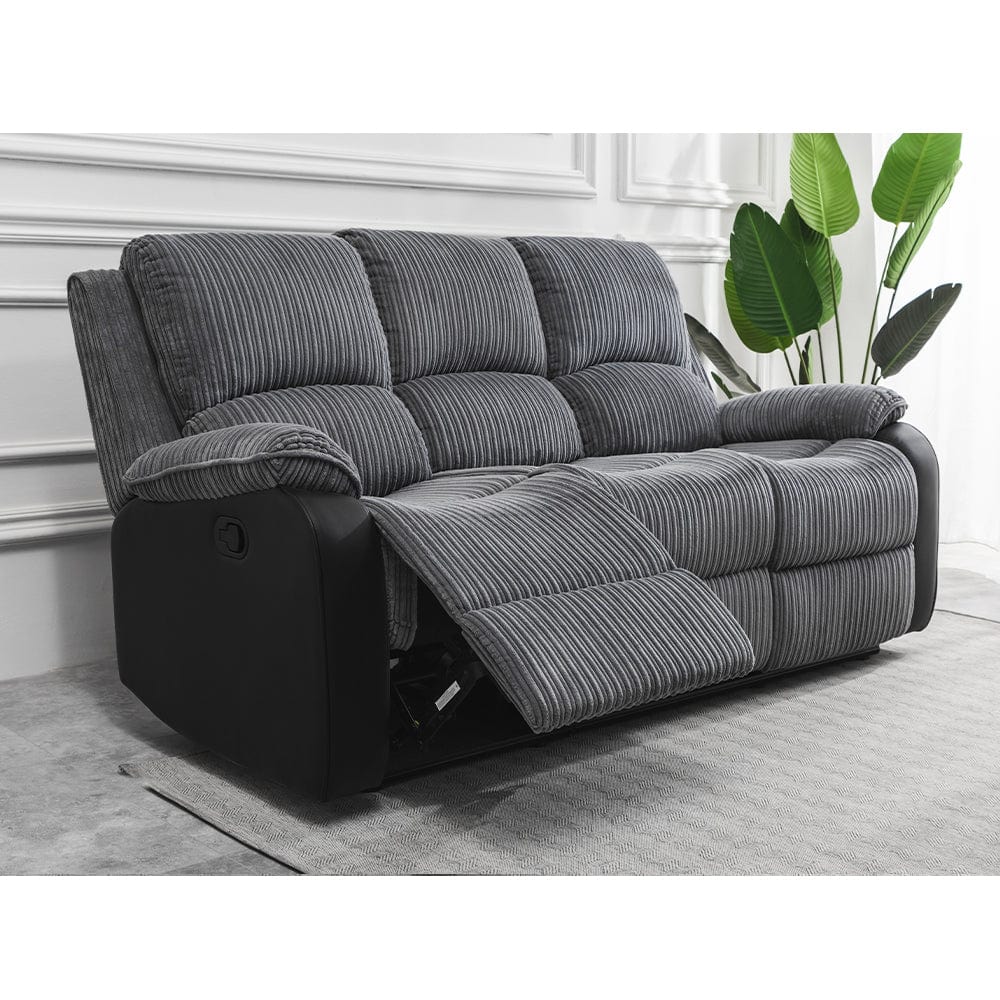 Boston 3+1+1 Grey Plush Fabric Manual/Electric Recliner Sofa Set