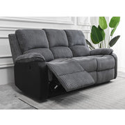 Boston 3+1+1 Grey Plush Fabric Manual Recliner Sofa Set