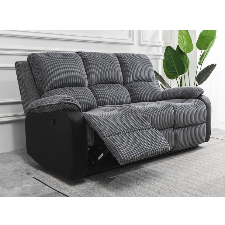 Boston 3+1+1 Grey Plush Fabric Manual Recliner Sofa Set