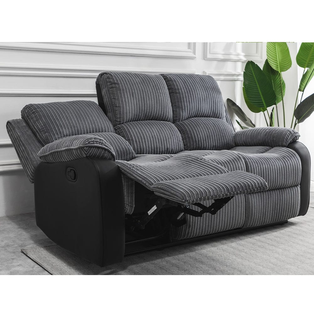 Boston 3+1+1 Grey Plush Fabric Manual/Electric Recliner Sofa Set
