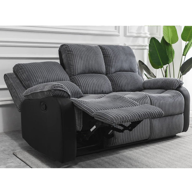 Boston 3+1+1 Grey Plush Fabric Manual Recliner Sofa Set