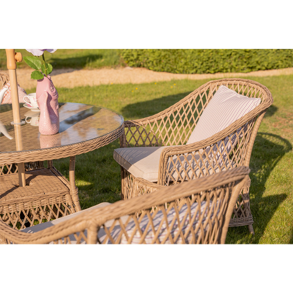Provence 4‑Seater Rattan Garden Dining Set with Round Table and Furniture Cover