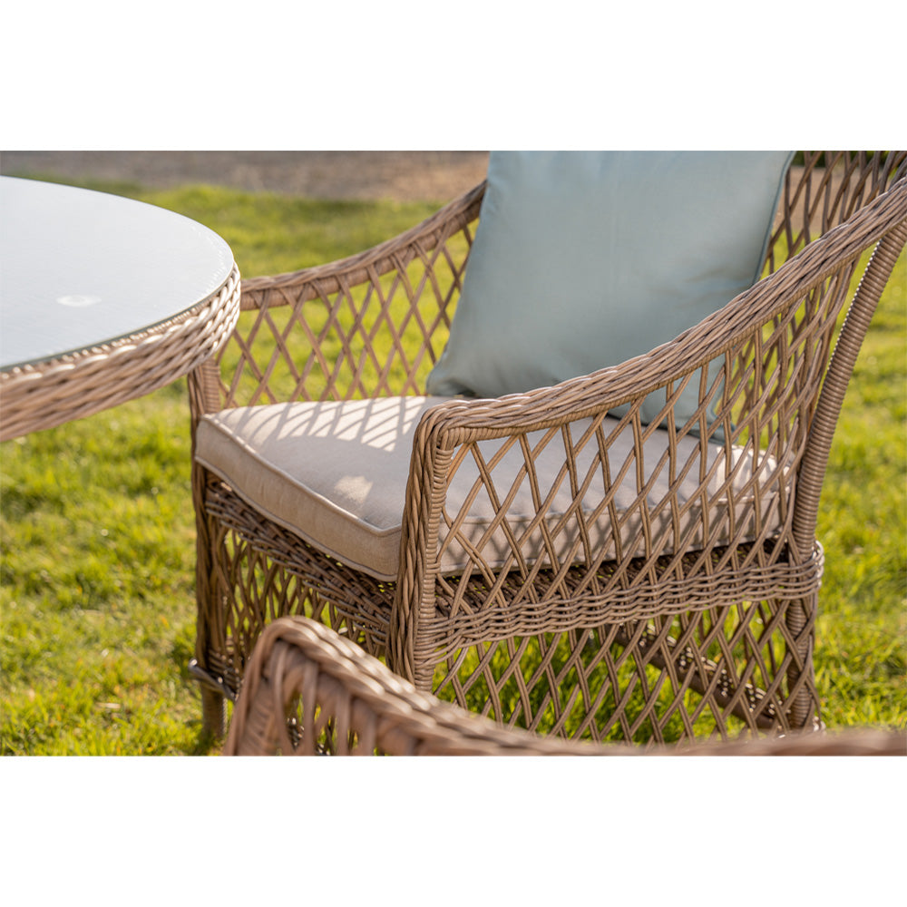 Provence 4‑Seater Rattan Garden Dining Set with Round Table and Furniture Cover