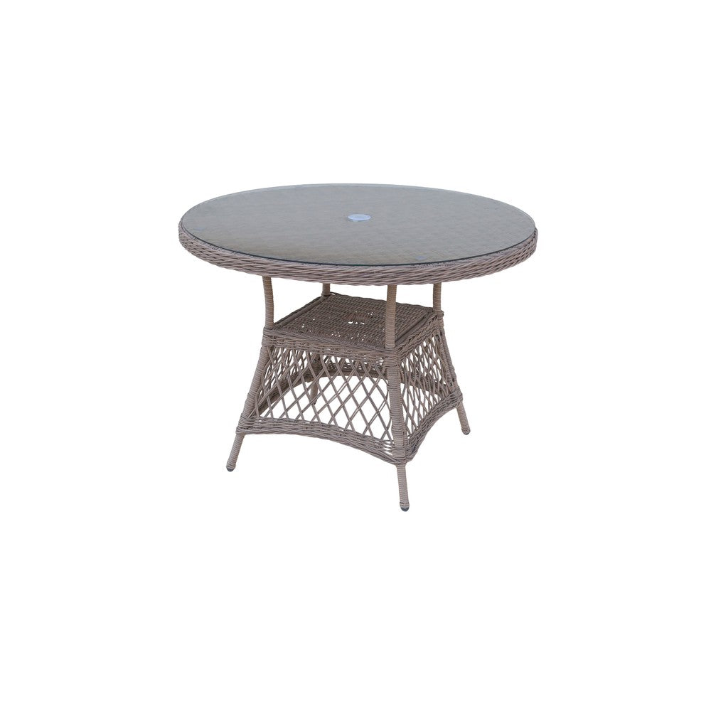 Provence 4‑Seater Rattan Garden Dining Set with Round Table and Furniture Cover