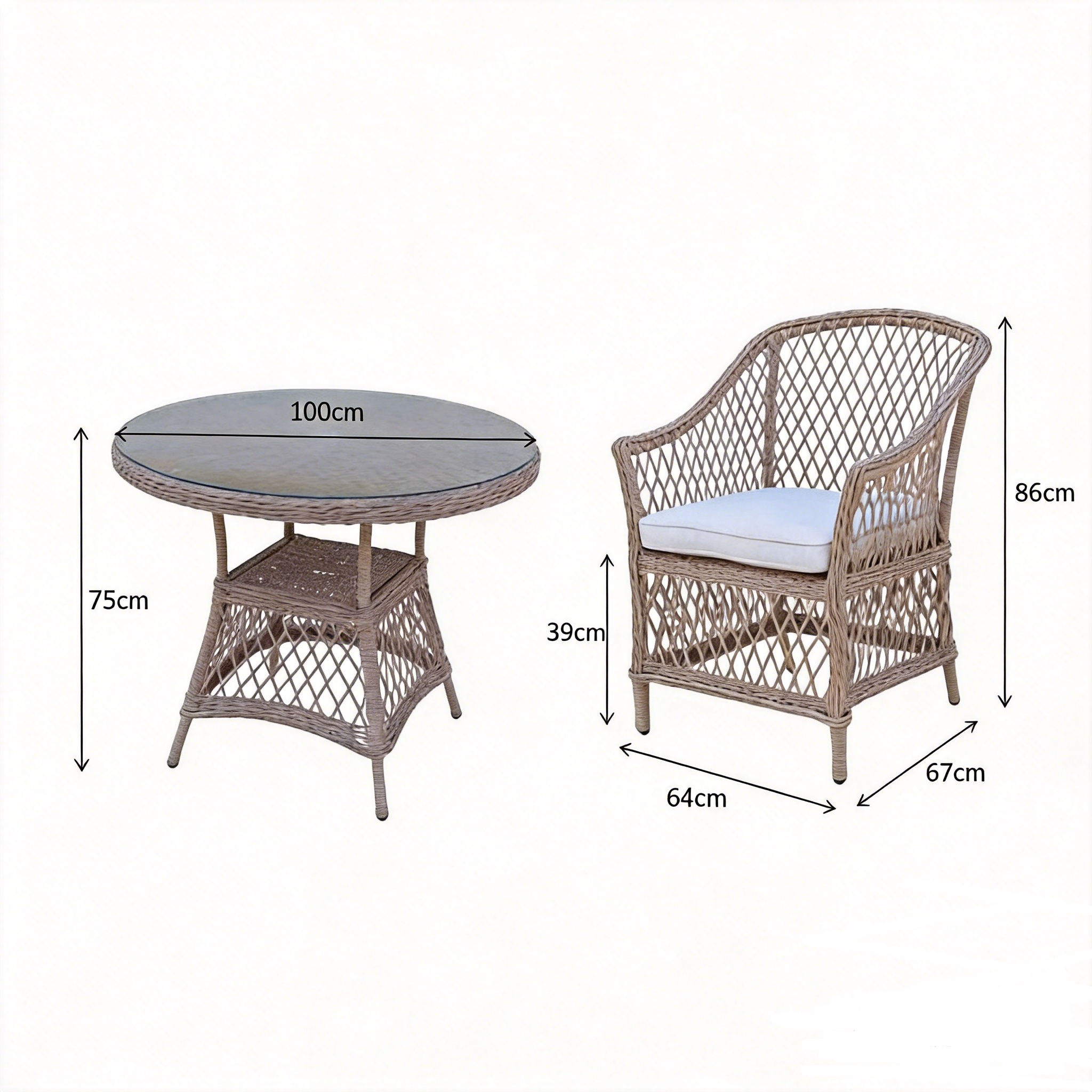 Provence 4‑Seater Rattan Garden Dining Set with Round Table and Furniture Cover