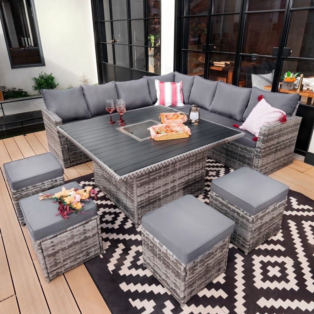 Rattan corner sofa with dining table hotsell