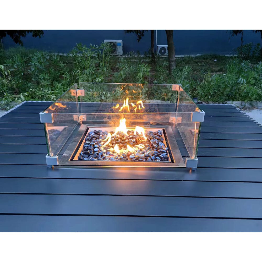 Rosen 11 Seater Rattan Garden Furniture Fire Pit Dining Corner Sofa Cube Set