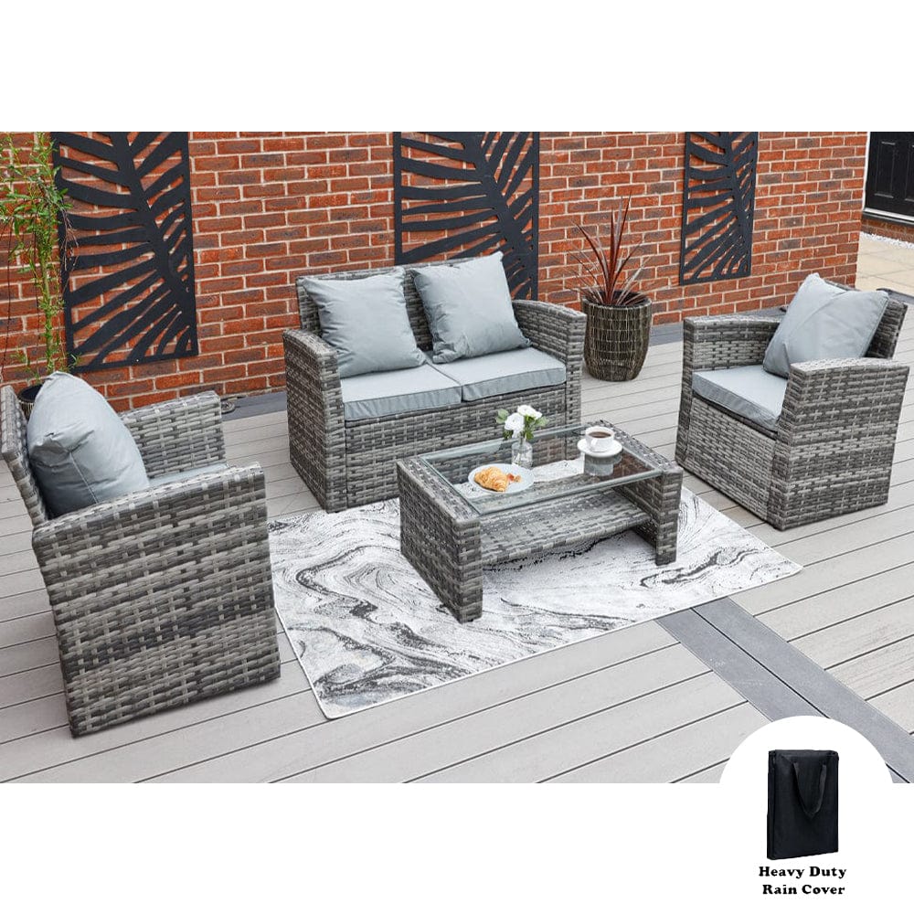 Rosen 4 Seater Rattan Garden Furniture Set In Grey