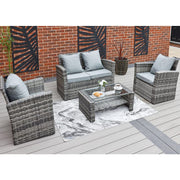 Rosen 4 Seater Rattan Garden Furniture Set In Grey