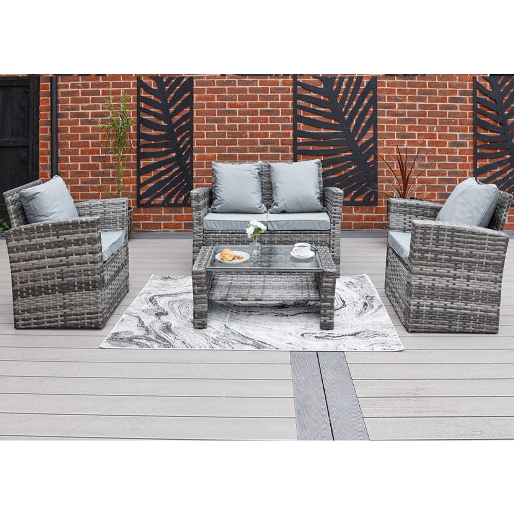 Rosen 4 Seater Rattan Garden Furniture Set In Grey