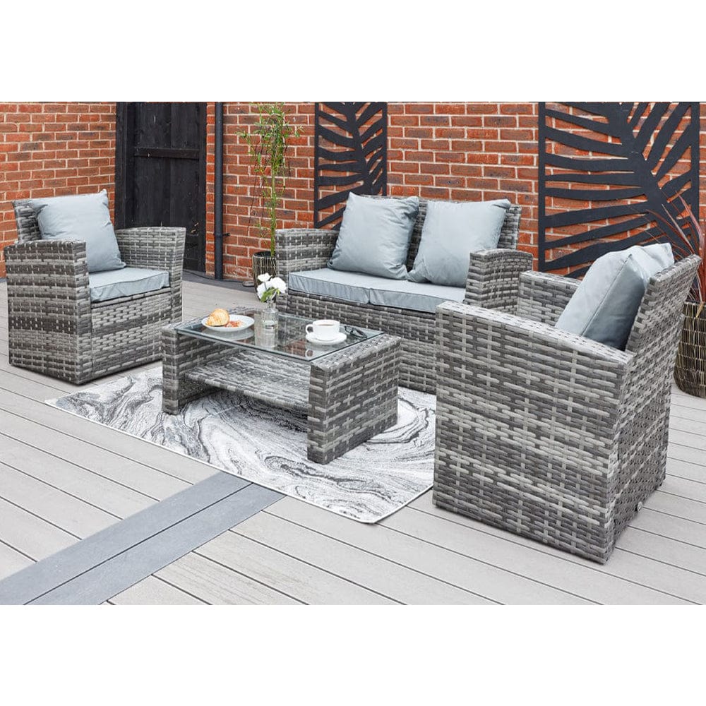 Rosen 4 Seater Rattan Garden Furniture Set In Grey