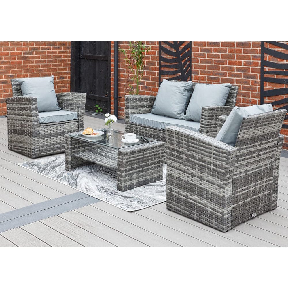 Rosen 4 Seater Rattan Garden Furniture Set In Grey