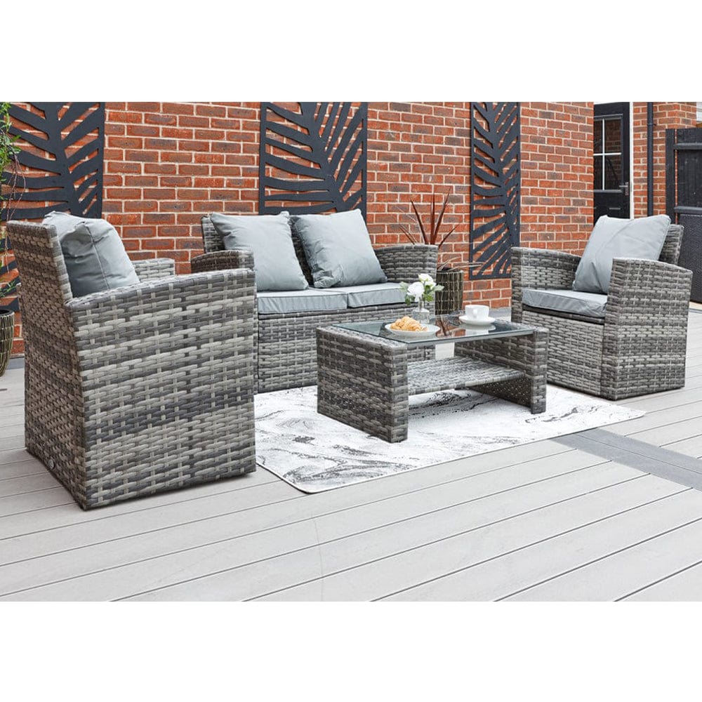Rosen 4 Seater Rattan Garden Furniture Set In Grey