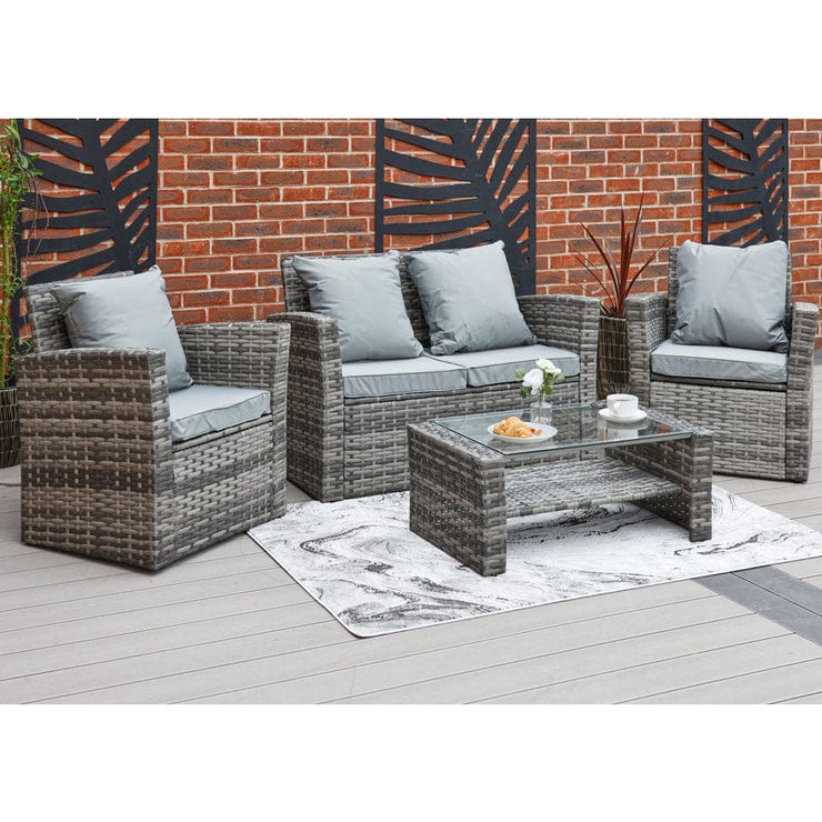 Rosen 4 Seater Rattan Garden Furniture Set In Grey