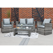 Rosen 4 Seater Rattan Garden Furniture Set In Grey