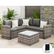 Rosen 5 Seater Corner Rattan Garden Furniture Sofa Sets with Rain Cover In Balck Or Grey