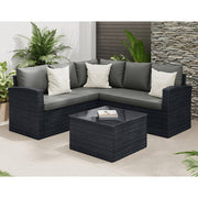 Rosen 5 Seater Corner Rattan Garden Furniture Sofa Sets with Rain Cover In Balck Or Grey