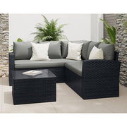 Rosen 5 Seater Corner Rattan Garden Furniture Sofa Sets with Rain Cover In Balck Or Grey