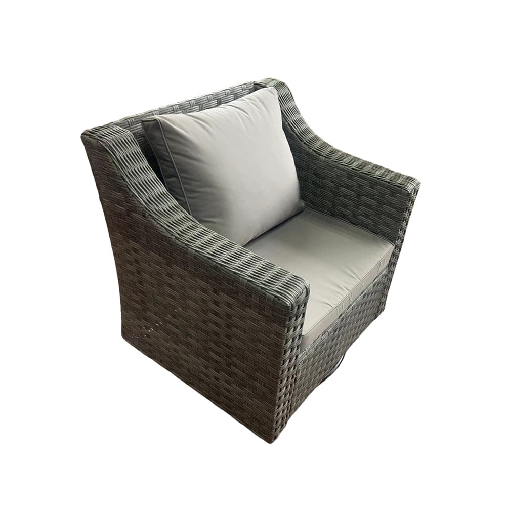 Rosen 7 Seater Grey Rattan Garden Sofa Set With Swivel Chair And Fire Pit  Coffee Table Option