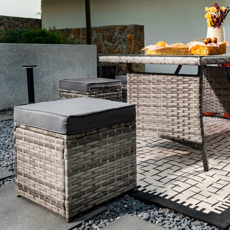 Rosen 9 Seater Rattan Garden Furniture Corner Sofa Dining Set In Grey