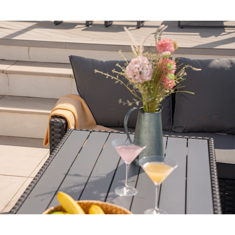 Rosen 9 Seater Rattan Garden Dining Set With Storage Bench And Stool