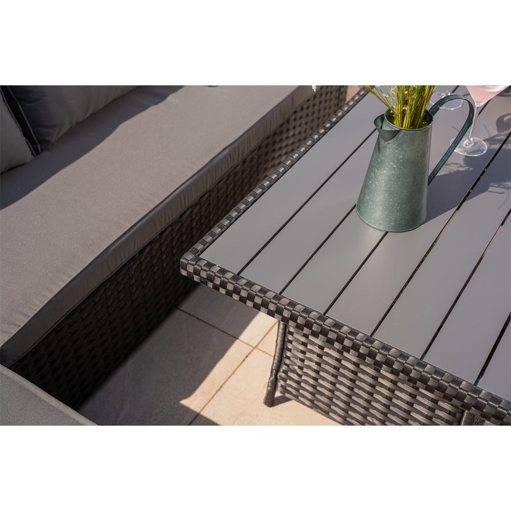 Rosen 9 Seater Rattan Garden Dining Set With Storage Bench And Stool