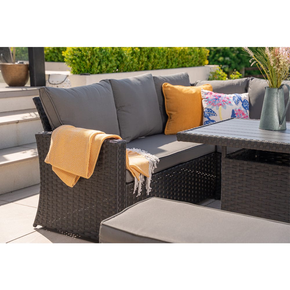 Rosen 9 Seater Rattan Garden Dining Set With Storage Bench And Stool