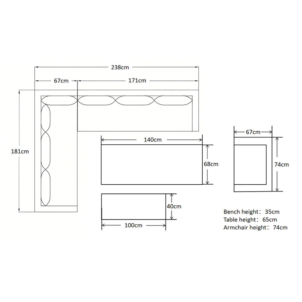 Rosen 9 Seater Rattan Corner Sofa Set With Dining Table And Armchair And Storage Bench