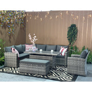 Rosen 9 Seater Rattan Corner Sofa Set With Dining Table And Armchair And Storage Bench
