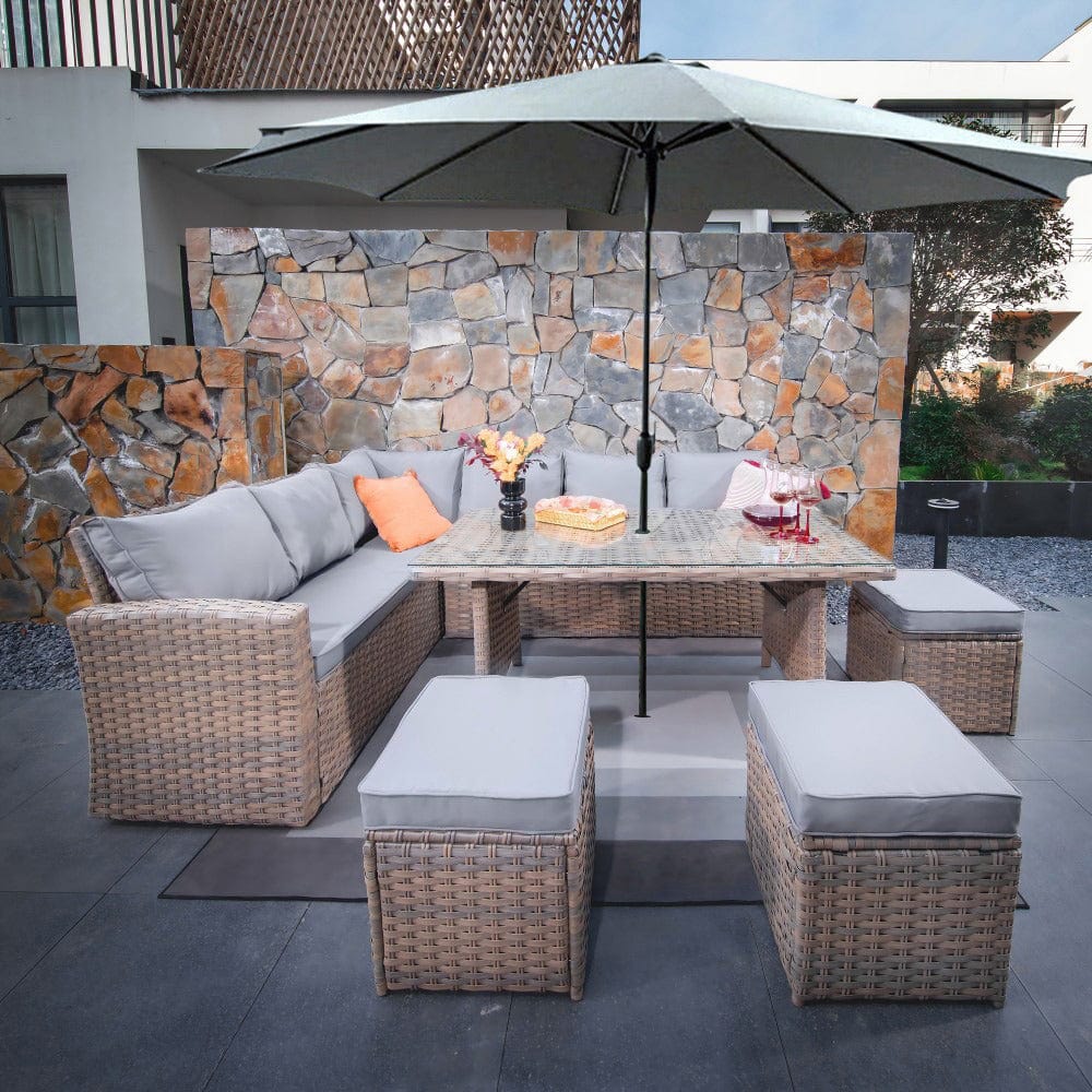 Garden Furniture Small Rattan Table With Parasol Hole Rosen Seater