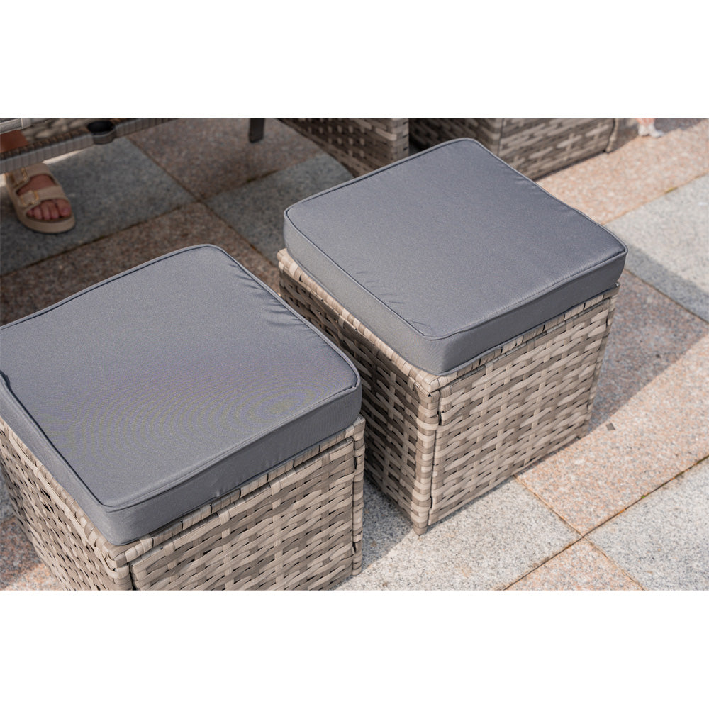 Rosen 9 Seater Rattan Garden Furniture Corner Sofa Dining Set In Grey