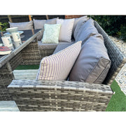 Rosen 9 Seater Rattan Garden Dining Set In Grey with Storage Bench