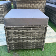 Rosen 9 Seater Rattan Garden Dining Set With Storage Bench In Grey