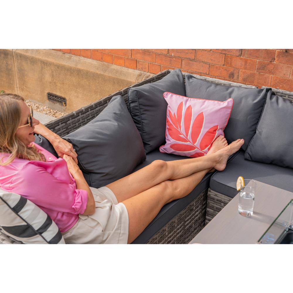 Rosen 9 Seater Rattan Garden Furniture Cubic Fire Pit Table Set