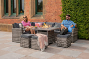 Rosen 9 Seater Rattan Garden Furniture Cubic Fire Pit Table Set