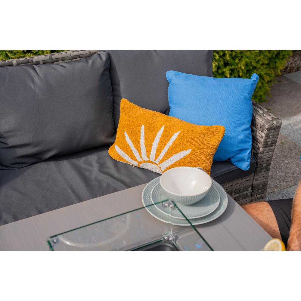 Rosen 9 Seater Rattan Garden Furniture Cubic Fire Pit Table Set
