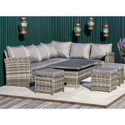 Rosen 9 Seater Rattan Garden Dining Set With Aluminium Lift-Up Table