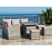 Rosen 9 Seater Rattan Garden Dining Set With Aluminium Lift-Up Table