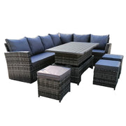 Rosen 9 Seater Rattan Garden Dining Set With Aluminium Lift-Up Table