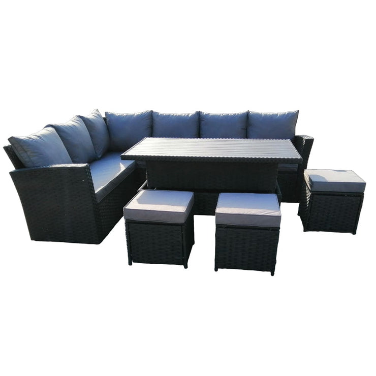 Rosen 9 Seater Rattan Garden Dining Set With Aluminium Lift-Up Table