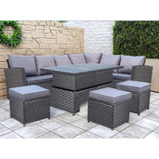 Rosen 9 Seater Rattan Garden Dining Set With Aluminium Lift-Up Table