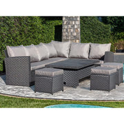 Rosen 9 Seater Rattan Garden Dining Set With Aluminium Lift-Up Table