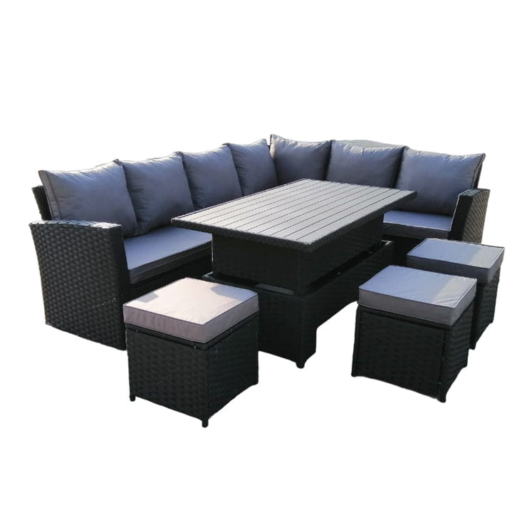 Rosen 9 Seater Rattan Garden Dining Set With Aluminium Lift-Up Table