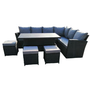 Rosen 9 Seater Rattan Garden Dining Set With Aluminium Lift-Up Table