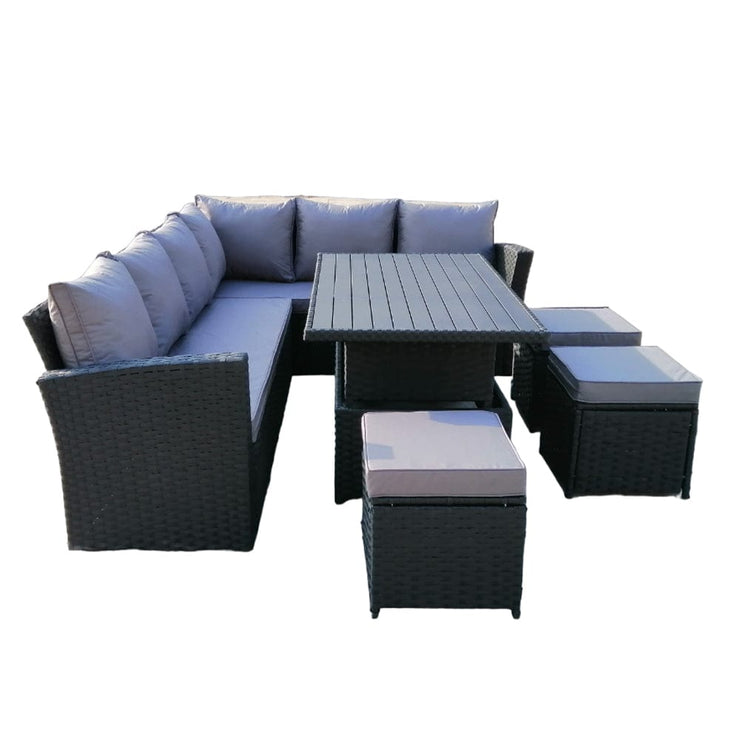 Rosen 9 Seater Rattan Garden Dining Set With Aluminium Lift-Up Table