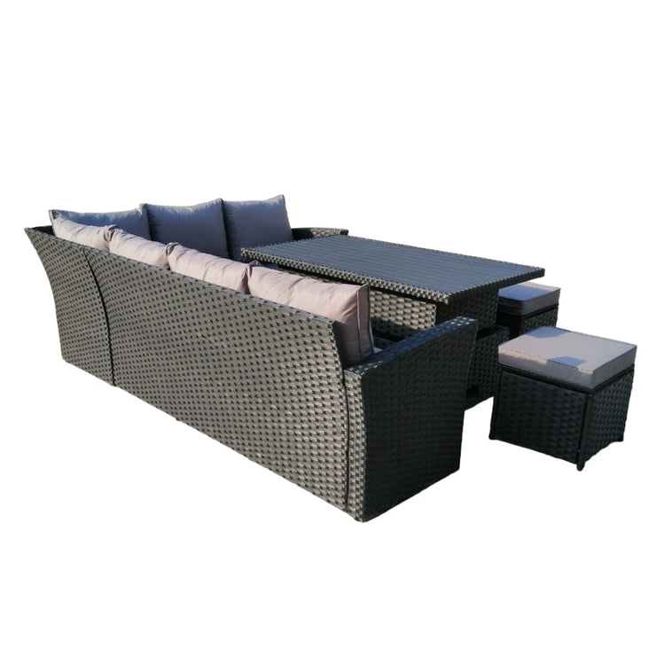 Rosen 9 Seater Rattan Garden Dining Set With Aluminium Lift-Up Table